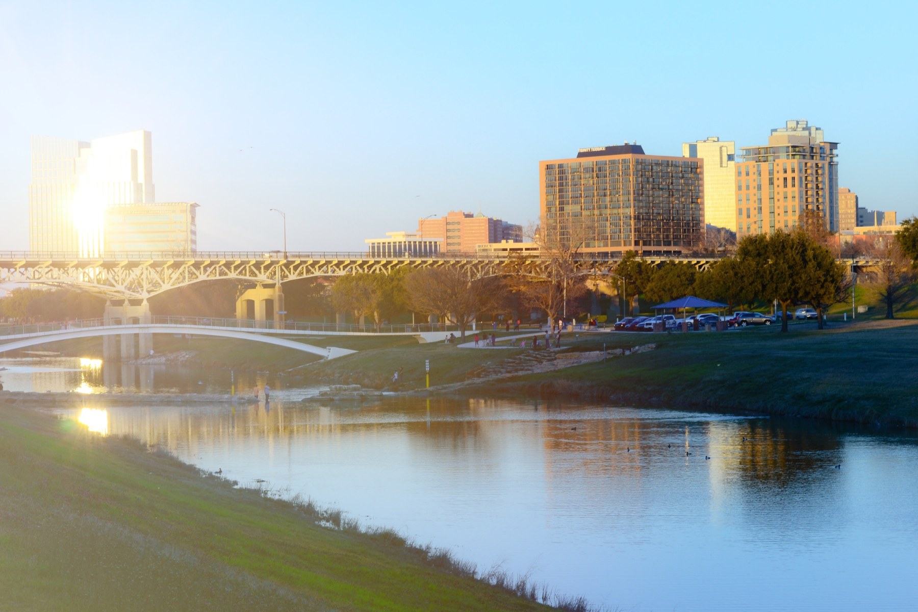 Sun setting in Downtown Fort Worth, Texas USA Sun setting in Downtown Fort Worth, Texas USA