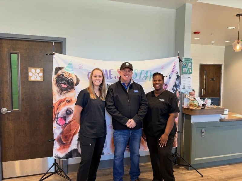 Three vet staff posing for photo